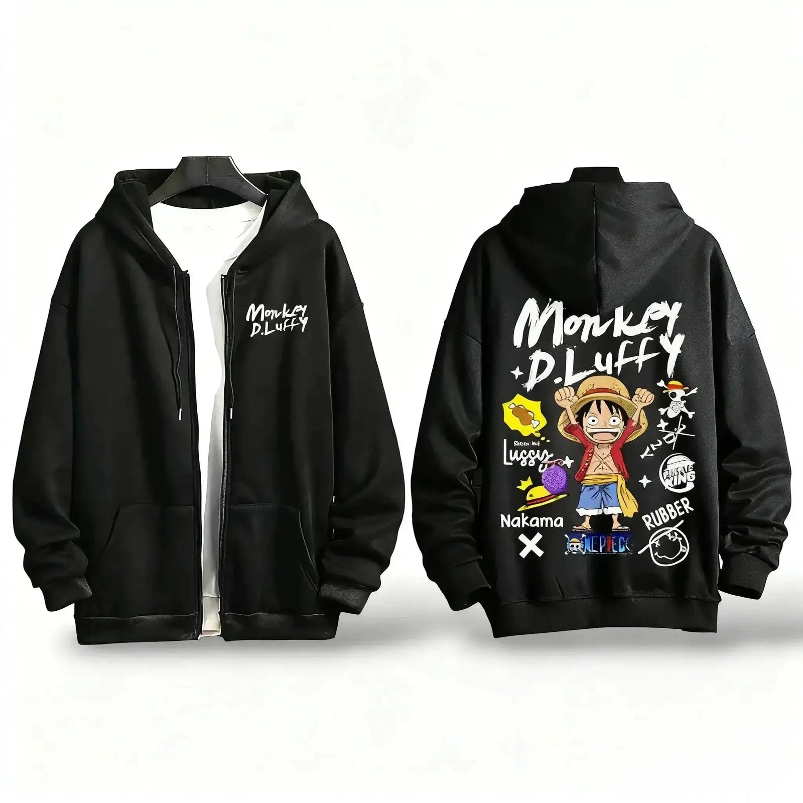 One Piece Luffy Anime Hooded Jacket Graphic Streetwear by Infinite Visibility