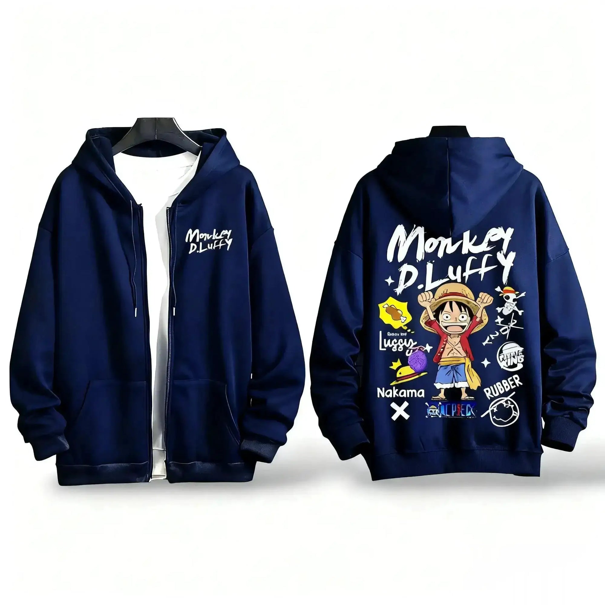 One Piece Luffy Anime Hooded Jacket Graphic Streetwear by Infinite Visibility