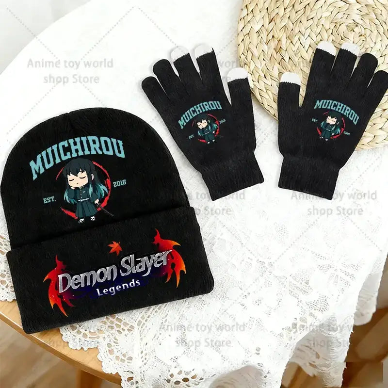 Demon Slayer Hat Gloves Set: Tanjiro Winter Knit Kit by Infinite Visibility