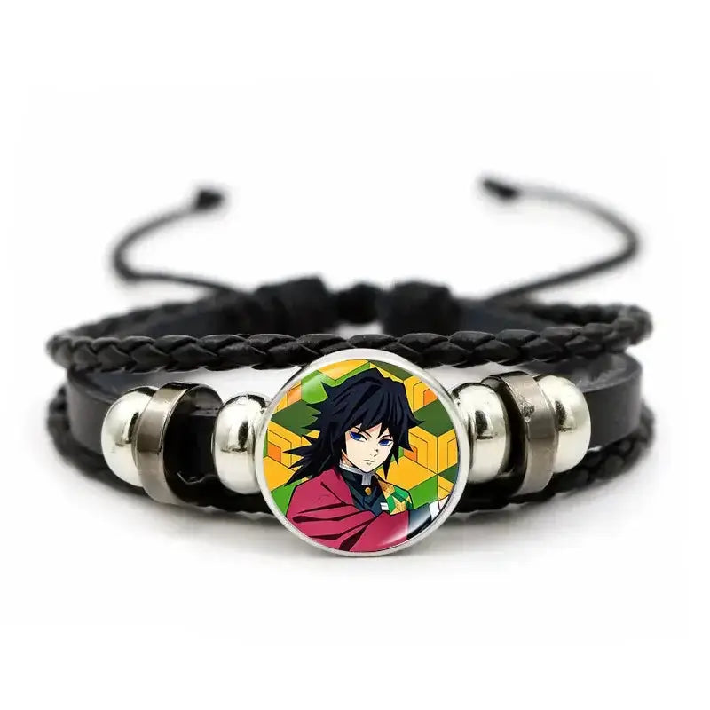 Demon Slayer Bracelet: Tanjiro & Nezuko Leather Charm by Infinite Visibility