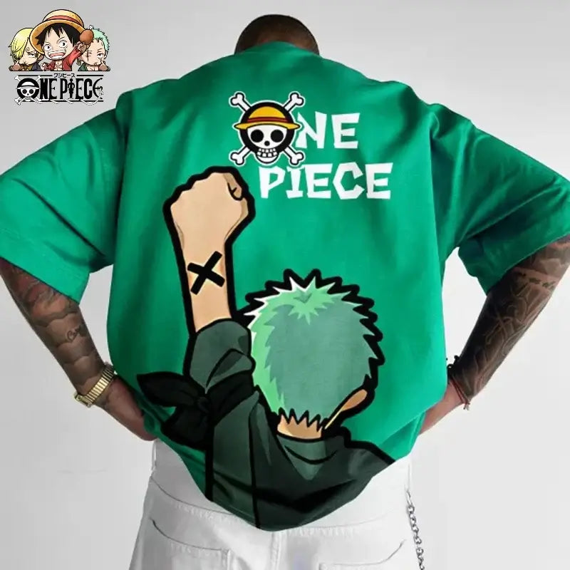 One Piece Graphic T-Shirt: Luffy & Zoro Oversized Streetwear