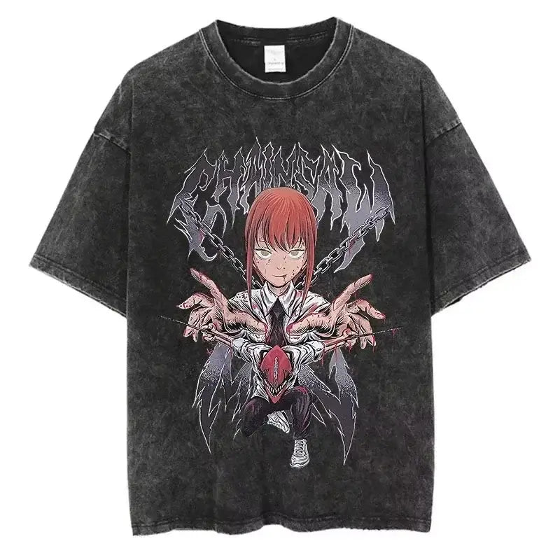 Chainsaw Man Vintage T-shirt Washed Cotton Tee