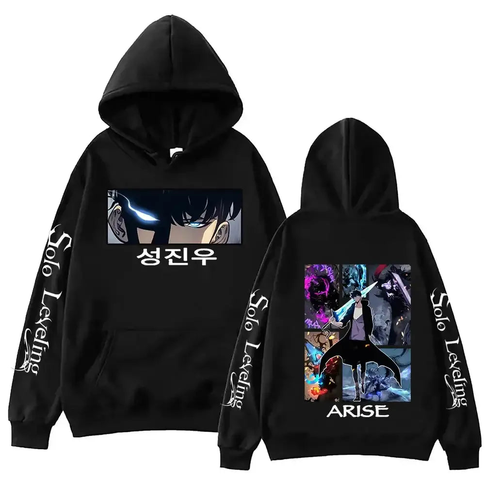 Solo Leveling Anime Hoodie – Harajuku Fleece Pullover