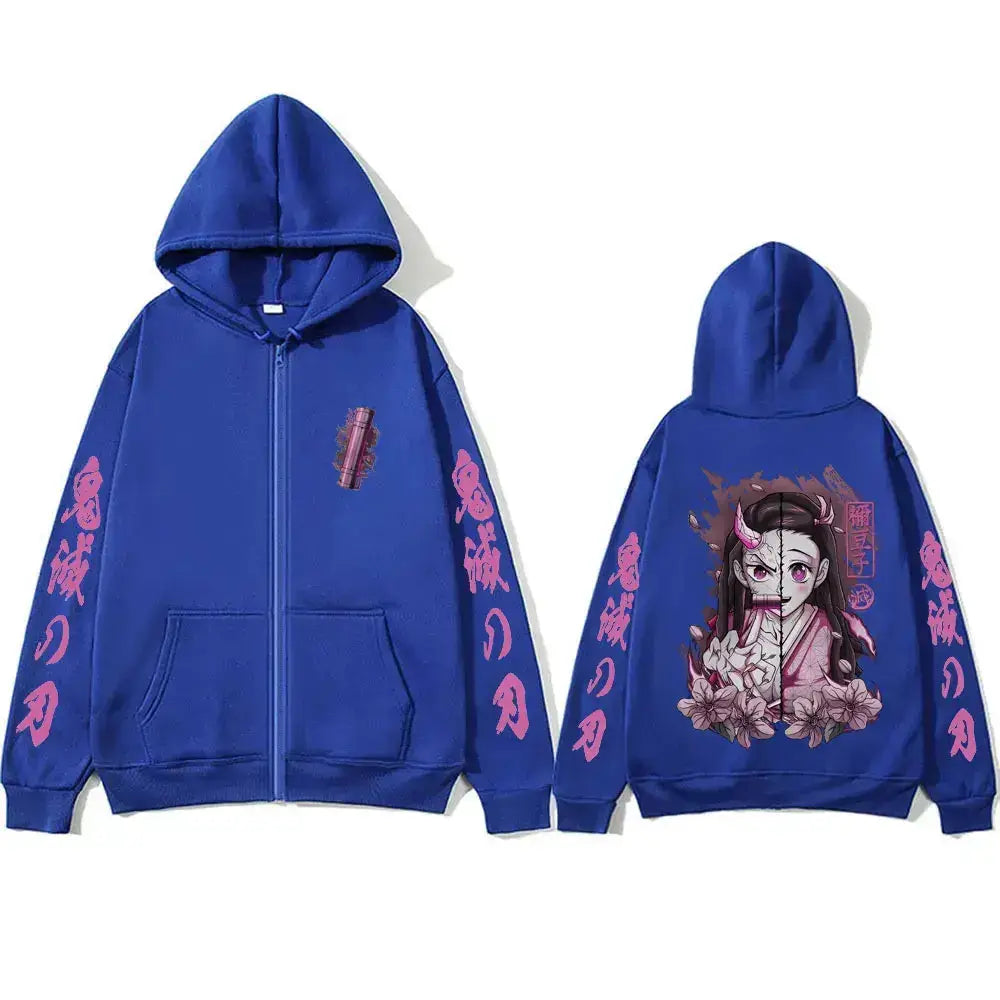 Kamado Nezuko Merch Zipper Hoodie Demon Slayer Oversized by Infinite Visibility