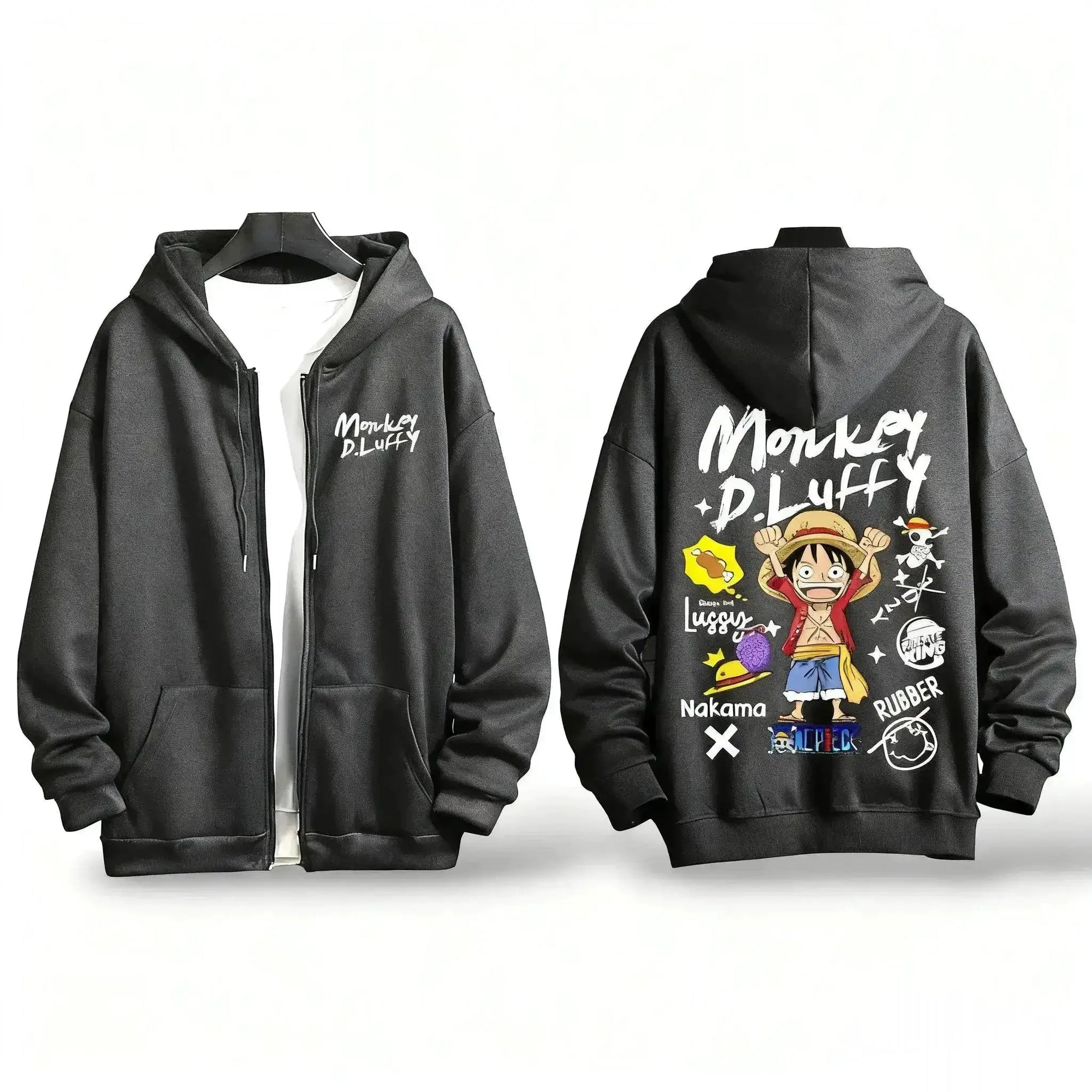 One Piece Luffy Anime Hooded Jacket Graphic Streetwear by Infinite Visibility