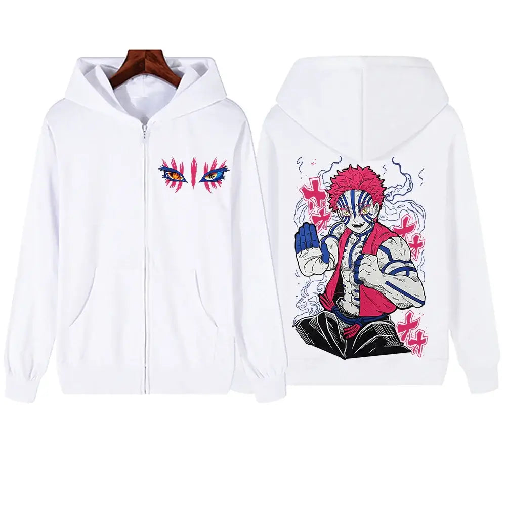 Demon Slayer Akaza Hoodie Infinity Castle Zipper