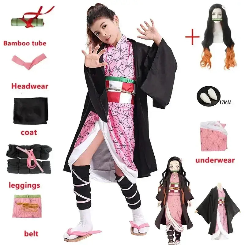 Nezuko Kamado Cosplay Costume: Adult Demon Slayer Kimono Set by Infinite Visibility