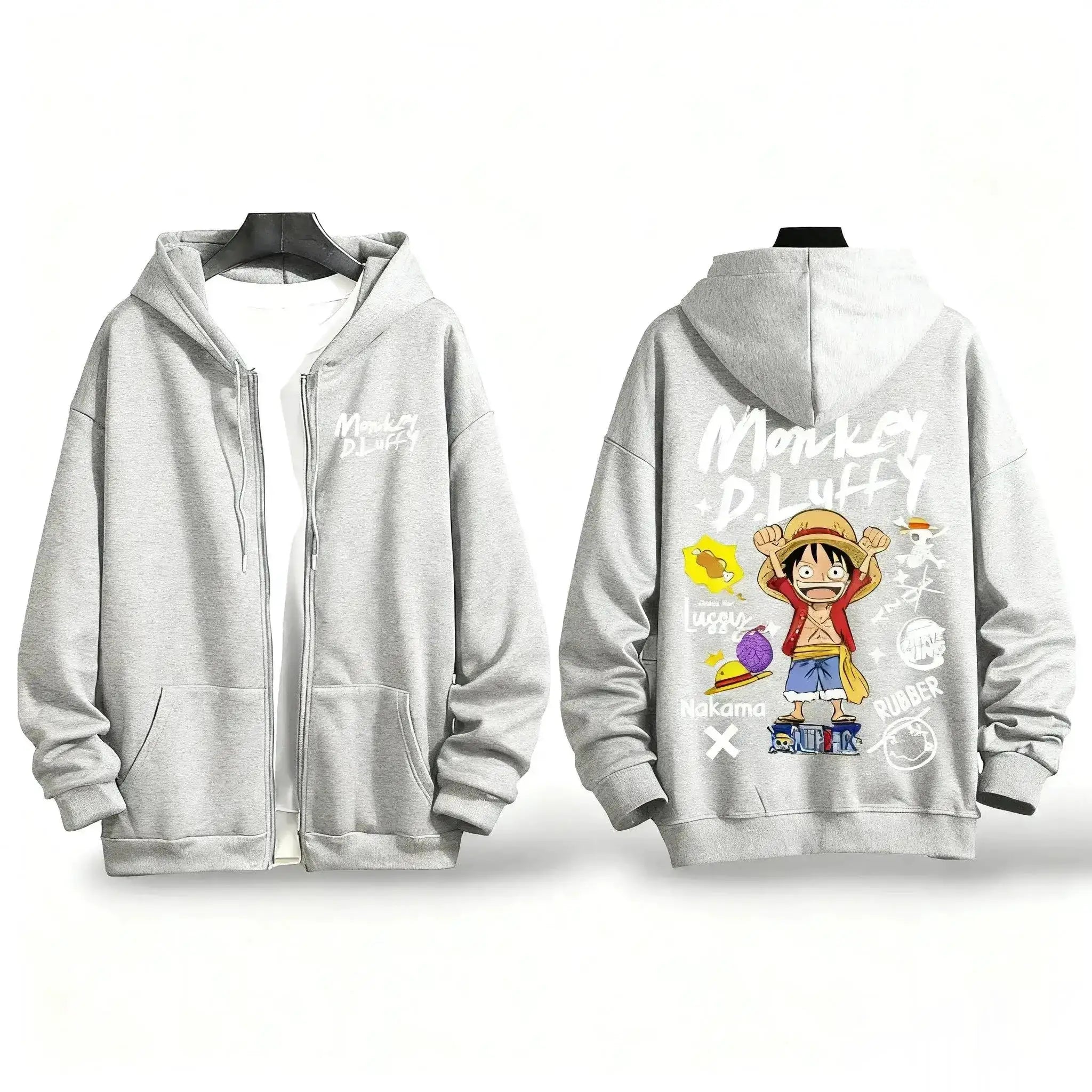 One Piece Luffy Anime Hooded Jacket Graphic Streetwear by Infinite Visibility