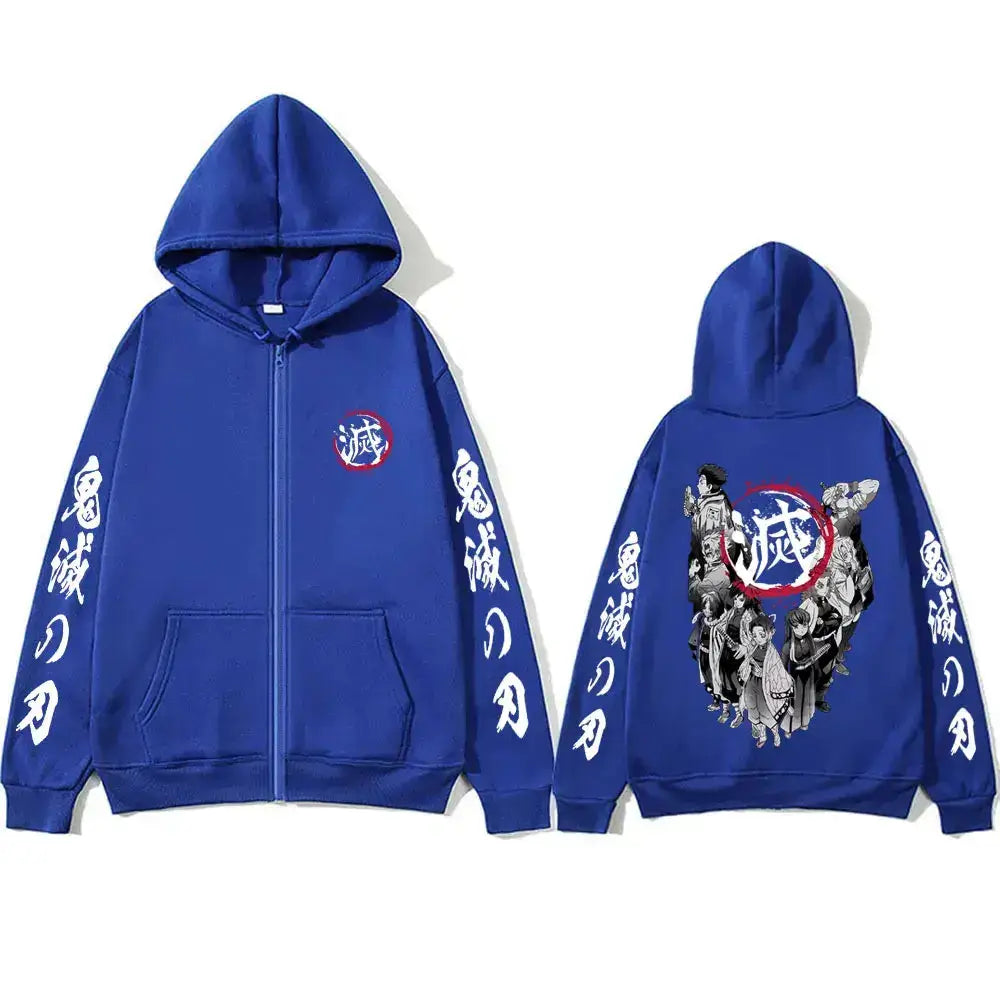 Demon Slayer Hashira Hoodie Vintage Zip Up Jacket by Infinite Visibility