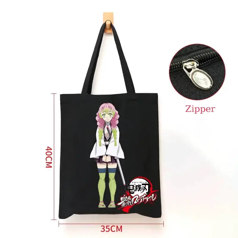 Demon Slayer Canvas Bag: Nezuko & Tanjiro Zipper Tote by Infinite Visibility