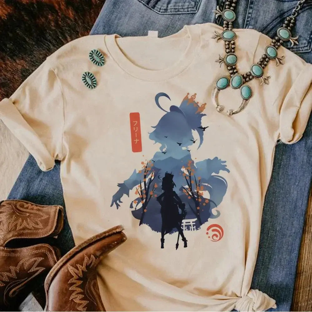 Genshin Impact Furina T-Shirt Comic Y2k Anime Tee