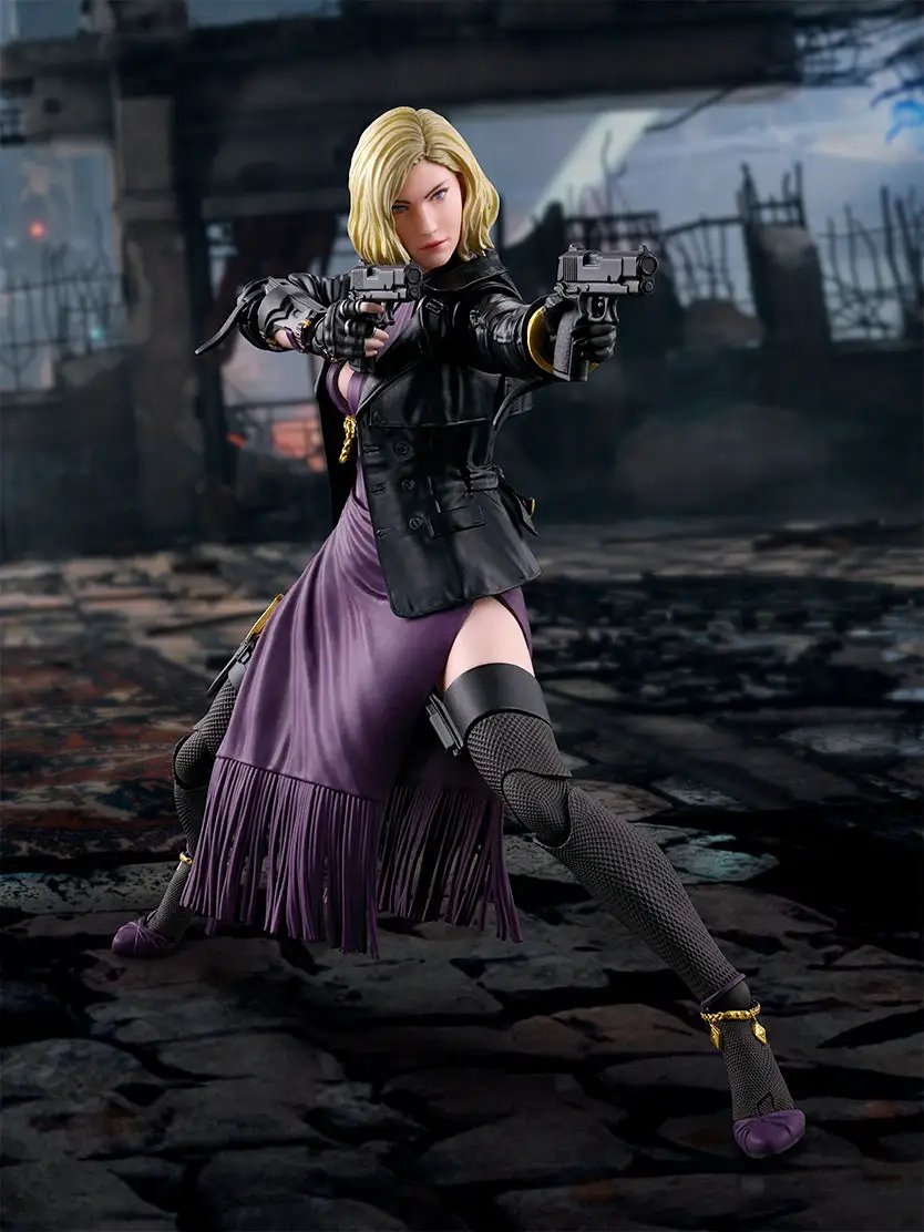 SHFiguarts Nina Williams figure from Tekken 8, detailed action pose, collectible anime-style character with intricate costume details