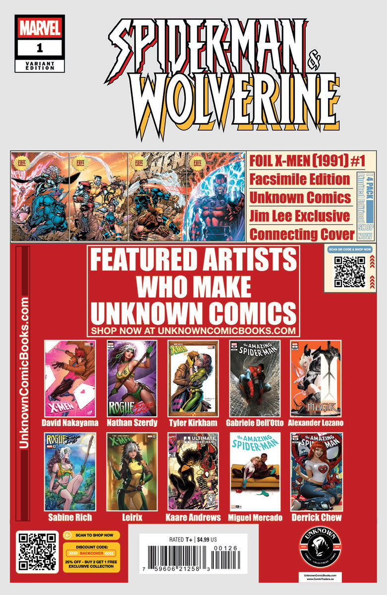 Spider-man & Wolverine #1 Unknown Comics Tyler Kirkham Exclusive Virgin Var (06/18/2025) by Unknown Comic Books