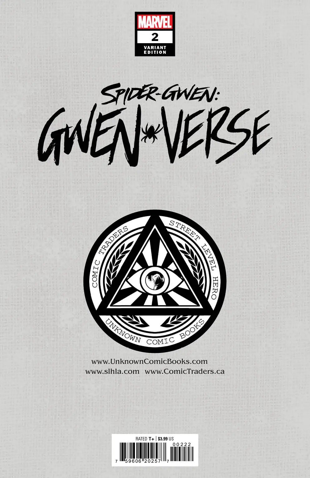 Spider-Gwen: Gwenverse #2 Unknown Comics Greg Land Exclusive Homage Virgin 2Nd Ptg Var (06/08/2022) by Unknown Comic Books