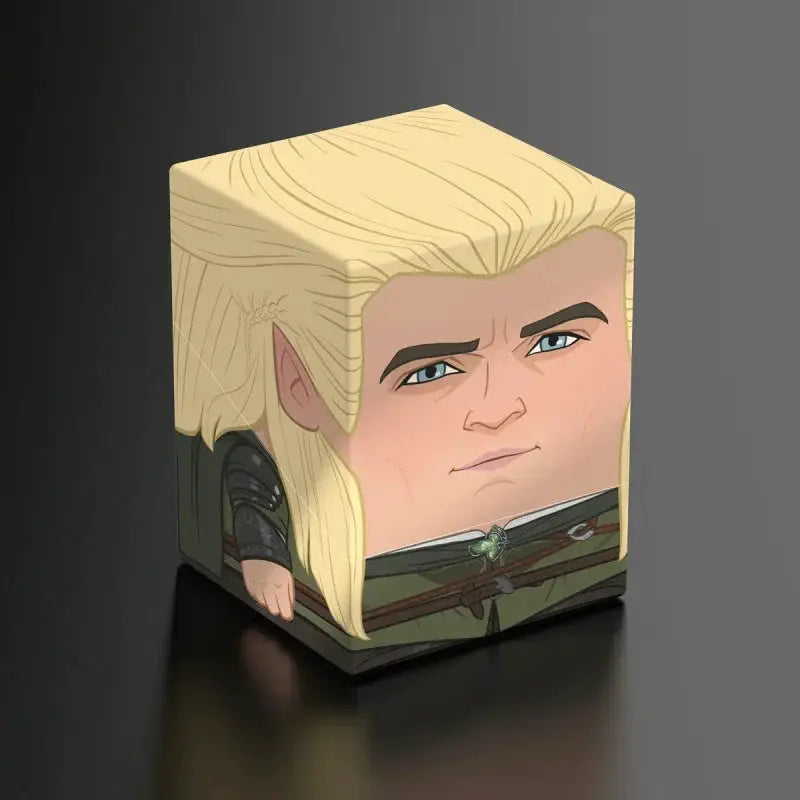 Legolas LEGO minifigure from The Lord of the Rings by The Mighty Hobby Shop, featuring detailed green outfit and bow accessories.