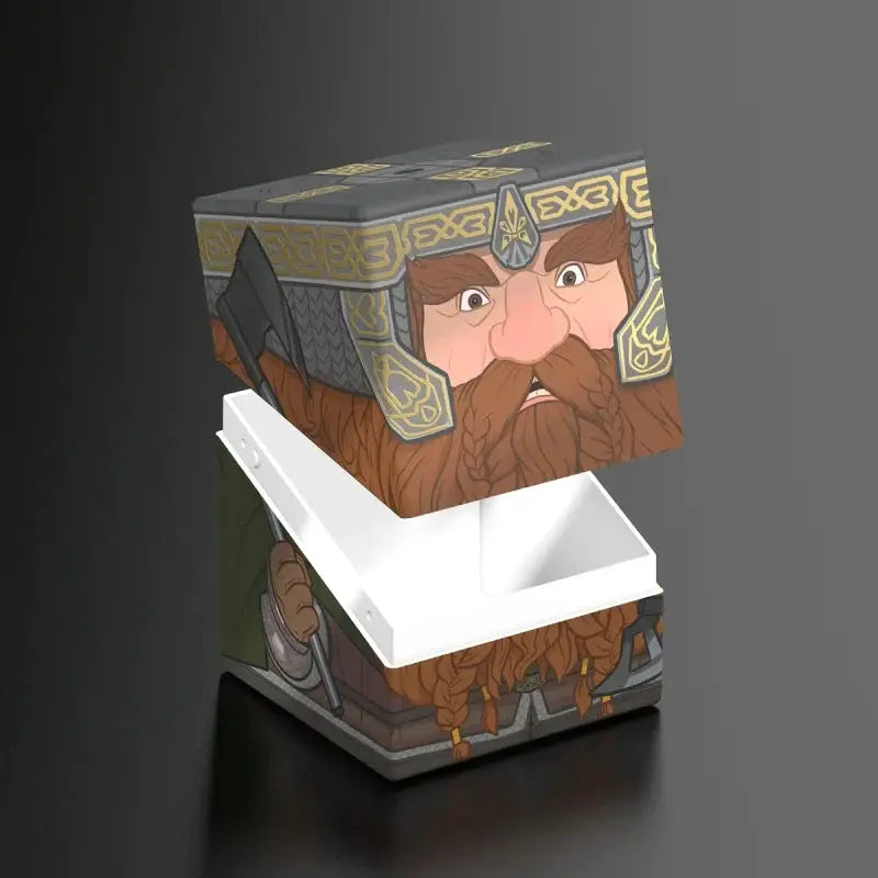 Dark-colored Gimli figurine from The Lord of the Rings by The Mighty Hobby Shop, featuring detailed dwarf armor and axe.