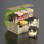 Dark-colored collectors case for Attack on Titan Shiganshina District, designed for storing figures or collectibles.