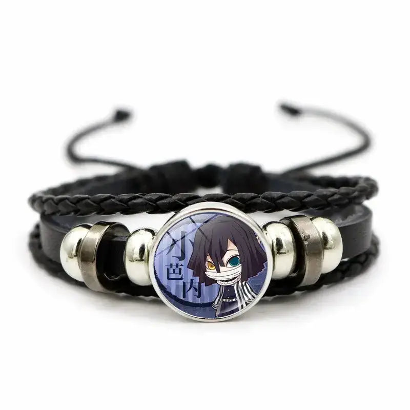 Demon Slayer Bracelet: Tanjiro & Nezuko Leather Charm by Infinite Visibility