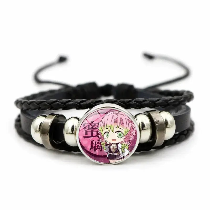 Demon Slayer Bracelet: Tanjiro & Nezuko Leather Charm by Infinite Visibility
