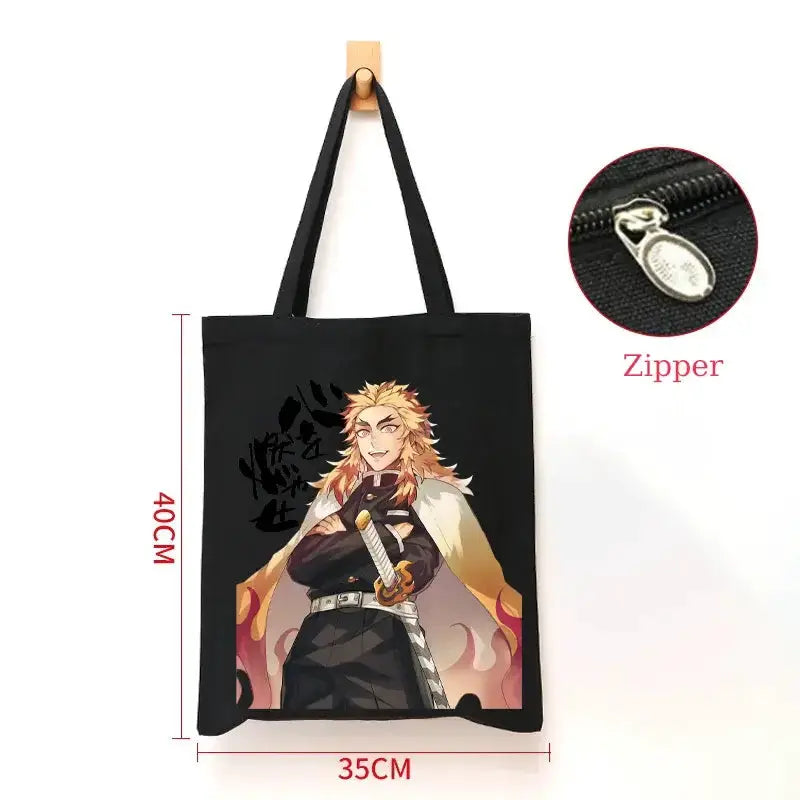 Demon Slayer Canvas Bag: Nezuko & Tanjiro Zipper Tote by Infinite Visibility