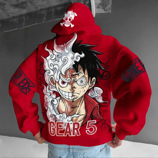 One Piece Luffy Gear 5 Nika Anime Hoodie Streetwear