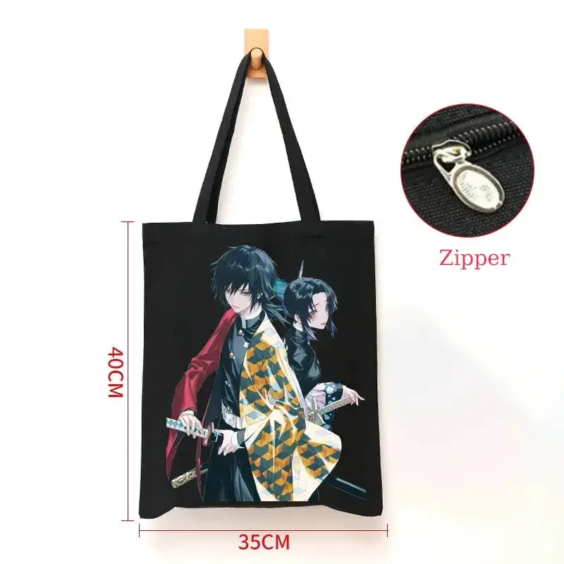 Demon Slayer Canvas Bag: Nezuko & Tanjiro Zipper Tote by Infinite Visibility