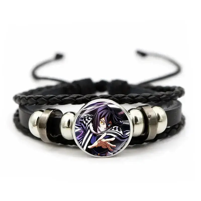 Demon Slayer Bracelet: Tanjiro & Nezuko Leather Charm by Infinite Visibility