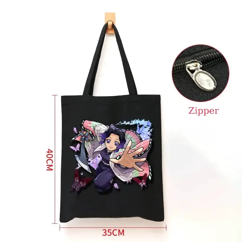 Demon Slayer Canvas Bag: Nezuko & Tanjiro Zipper Tote by Infinite Visibility
