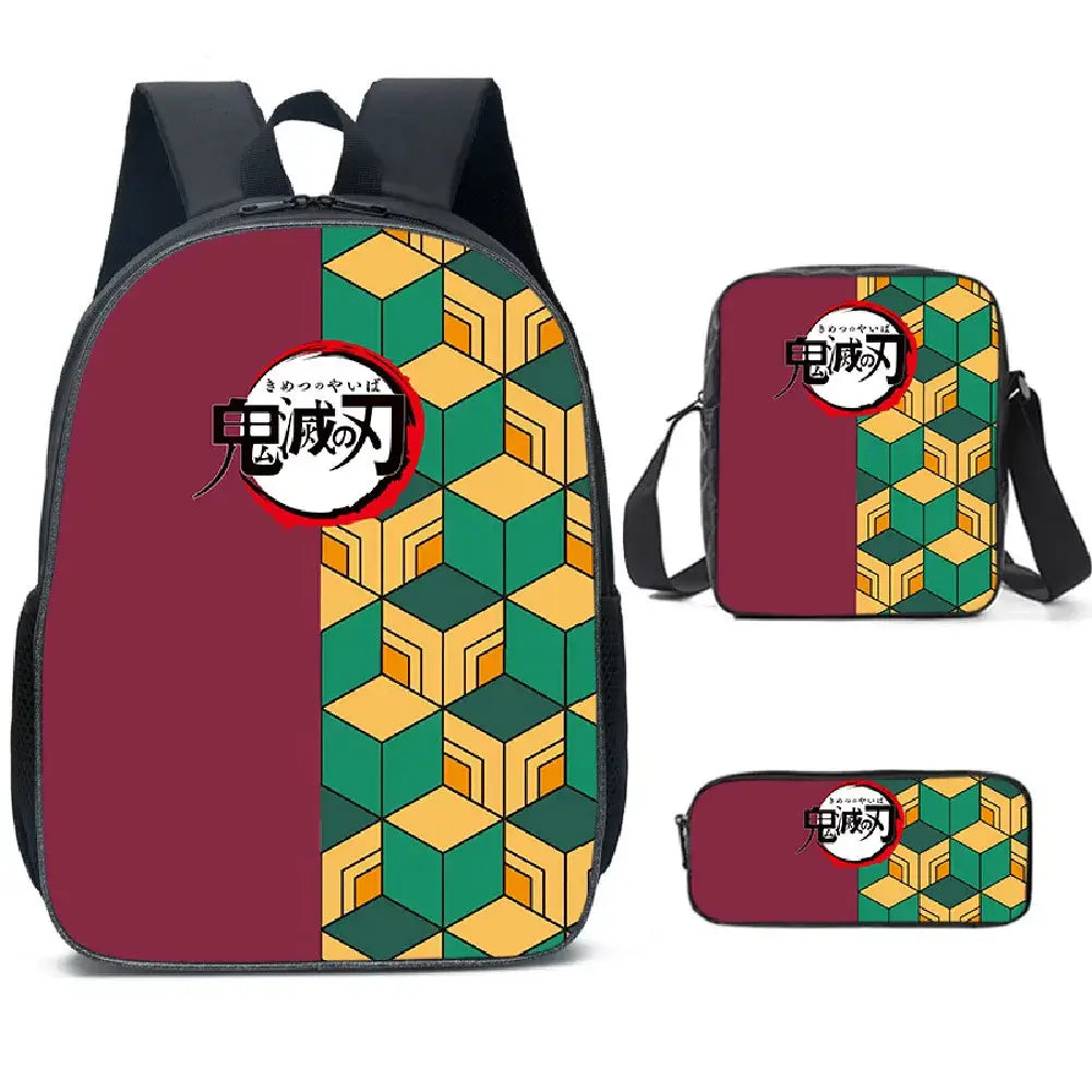 Demon Slayer Backpack: Nezuko 3-Piece Schoolbag Set