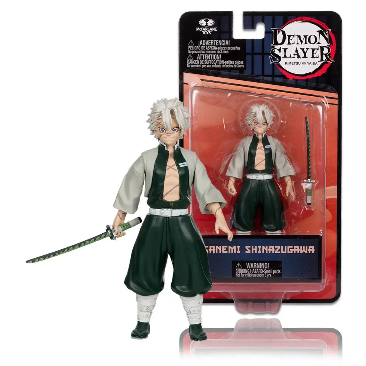 5-inch Sanemi Shinazugawa figure from Demon Slayer, detailed character pose, featuring sword and traditional demon slayer outfit.