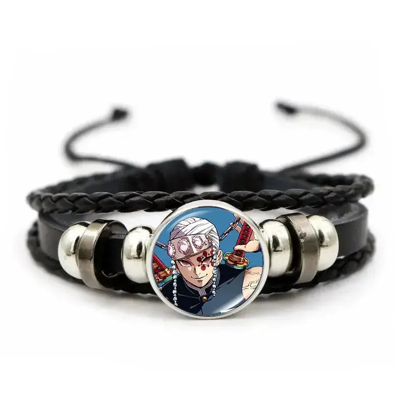Demon Slayer Bracelet: Tanjiro & Nezuko Leather Charm by Infinite Visibility