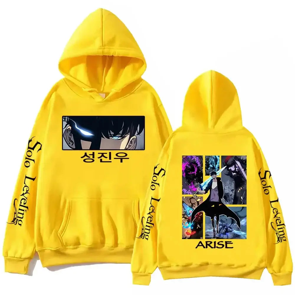 Solo Leveling Anime Hoodie – Harajuku Fleece Pullover