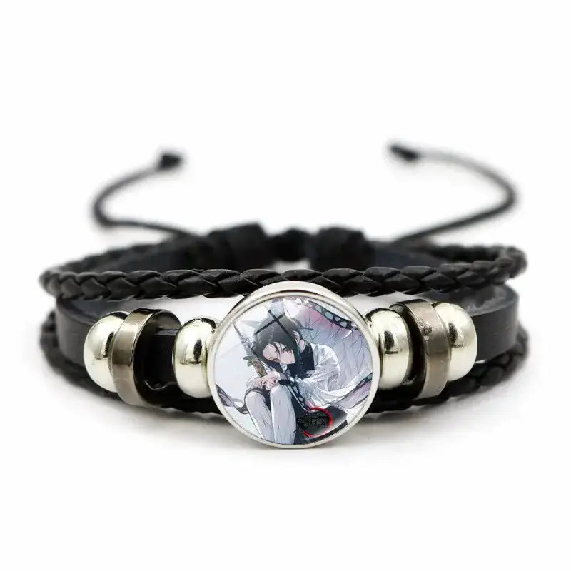 Demon Slayer Bracelet: Tanjiro & Nezuko Leather Charm by Infinite Visibility