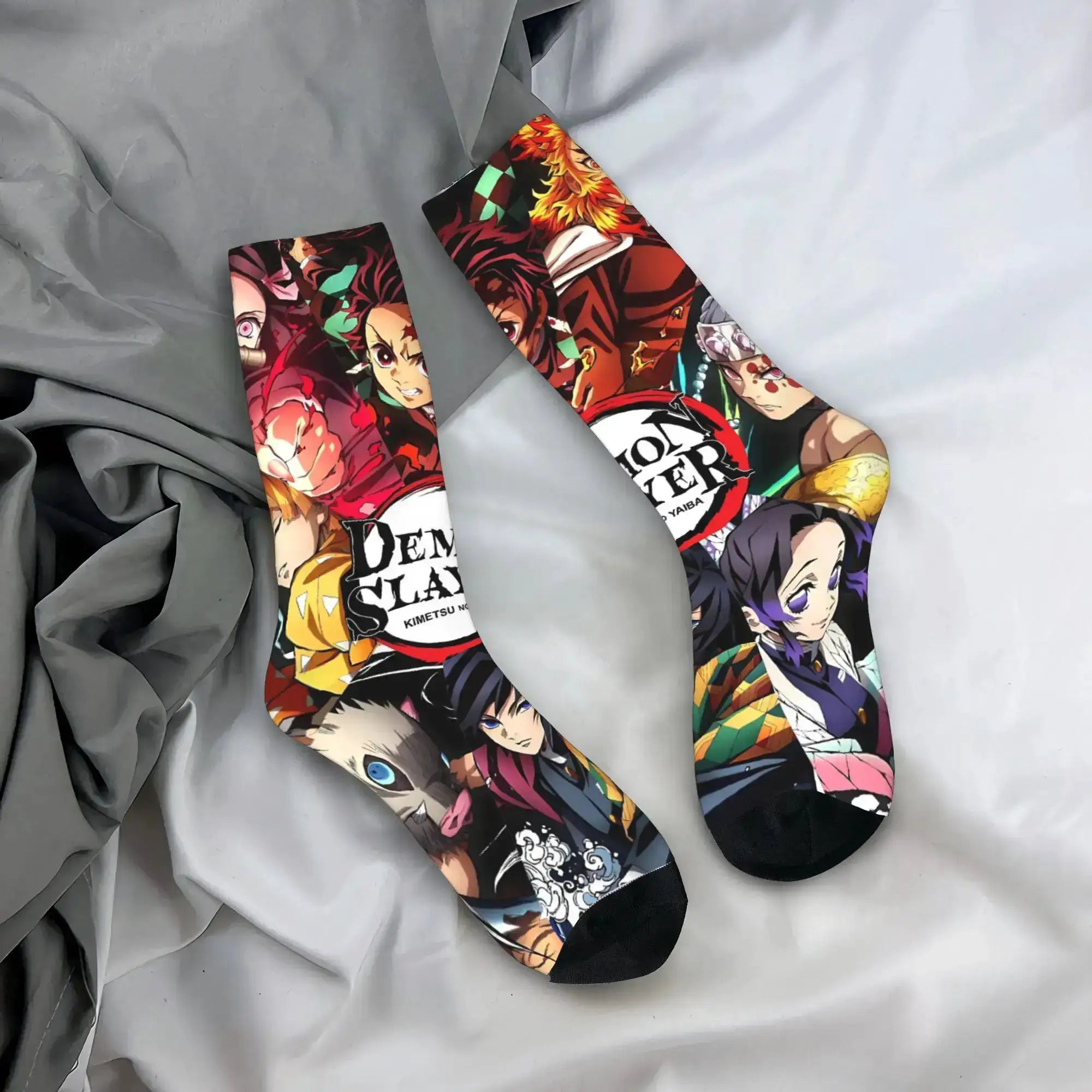 Demon Slayer Socks: Nezuko & Giyu Trendy Skateboard Style by Infinite Visibility