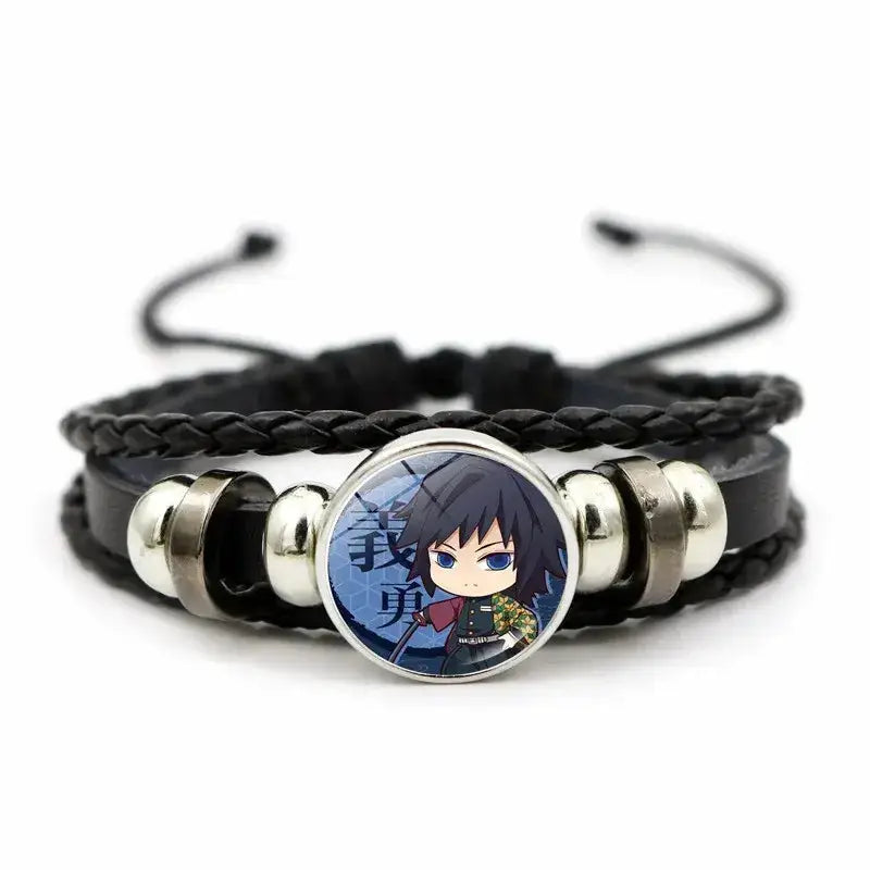 Demon Slayer Bracelet: Tanjiro & Nezuko Leather Charm by Infinite Visibility