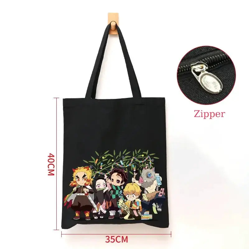 Demon Slayer Canvas Bag: Nezuko & Tanjiro Zipper Tote by Infinite Visibility