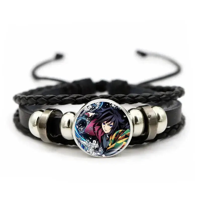 Demon Slayer Bracelet: Tanjiro & Nezuko Leather Charm by Infinite Visibility