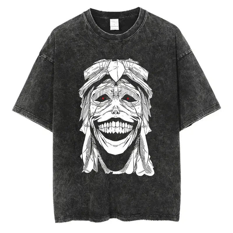 Solo Leveling Vintage T-shirt: Harajuku Washed Anime Tee