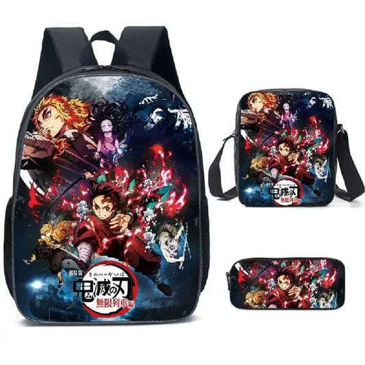 Demon Slayer Backpack: Nezuko 3-Piece Schoolbag Set