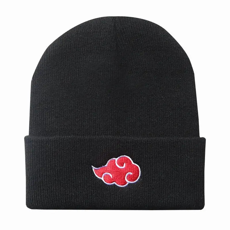 Akatsuki Beanie: Red Cloud Embroidery Warm Knit Hat by Infinite Visibility