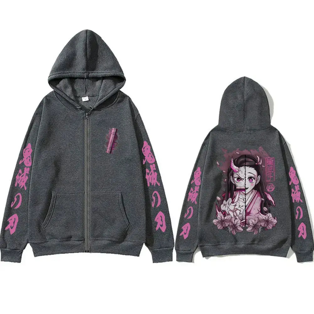 Kamado Nezuko Merch Zipper Hoodie Demon Slayer Oversized