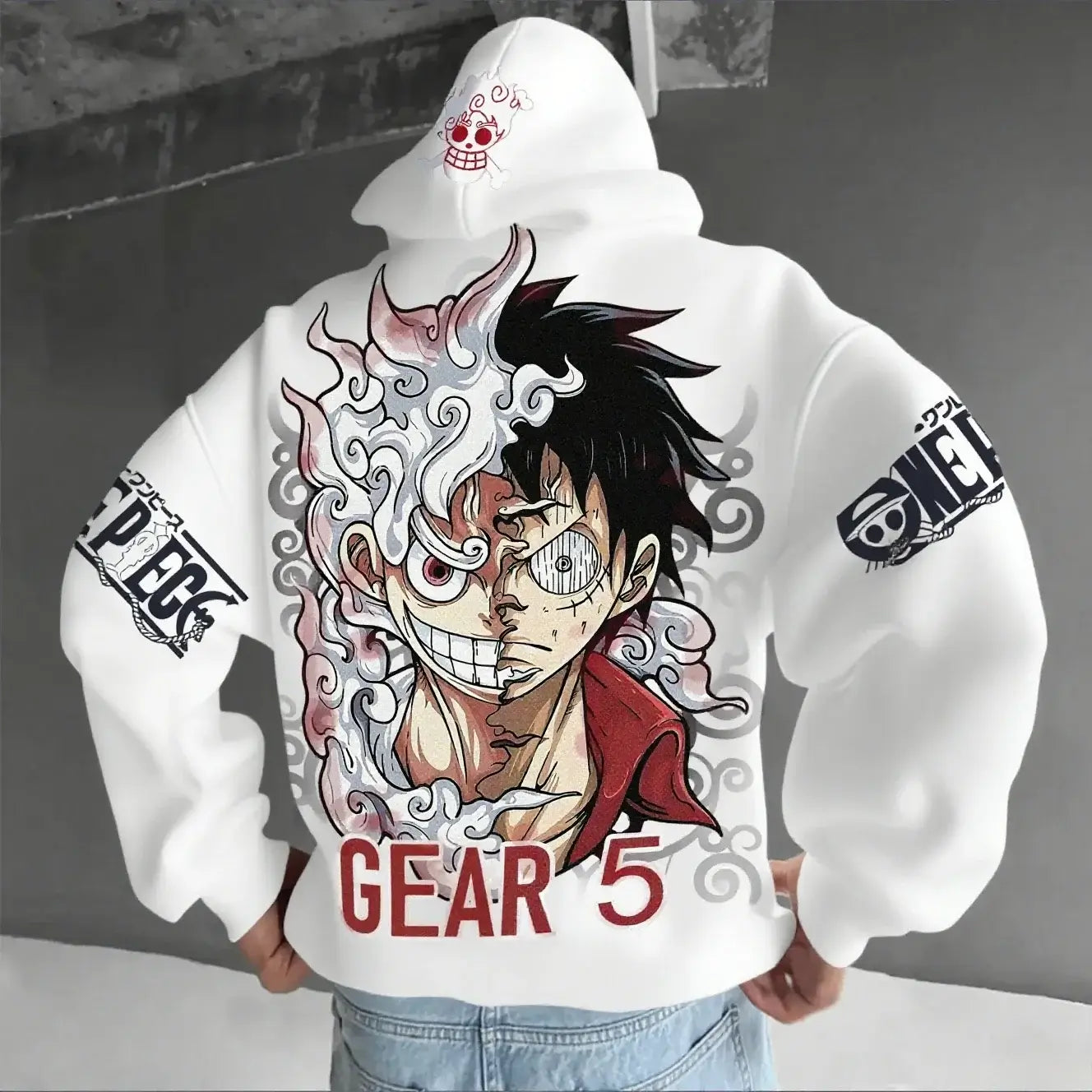 One Piece Luffy Gear 5 Nika Oversized Anime Hoodie