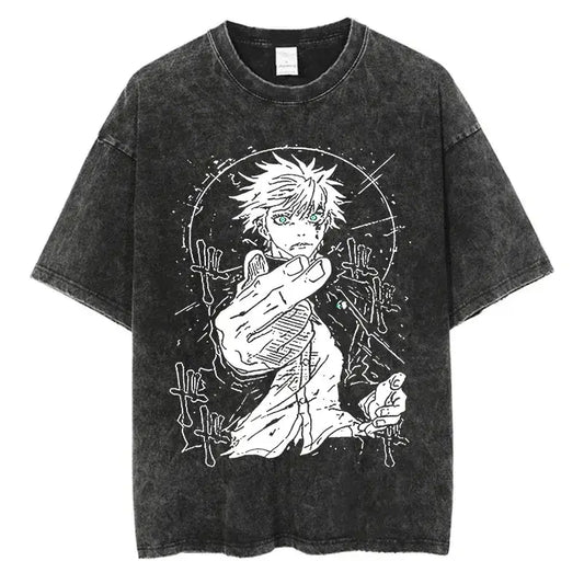 Anime Washed T-shirt: Vintage Harajuku Oversized Cotton Tee