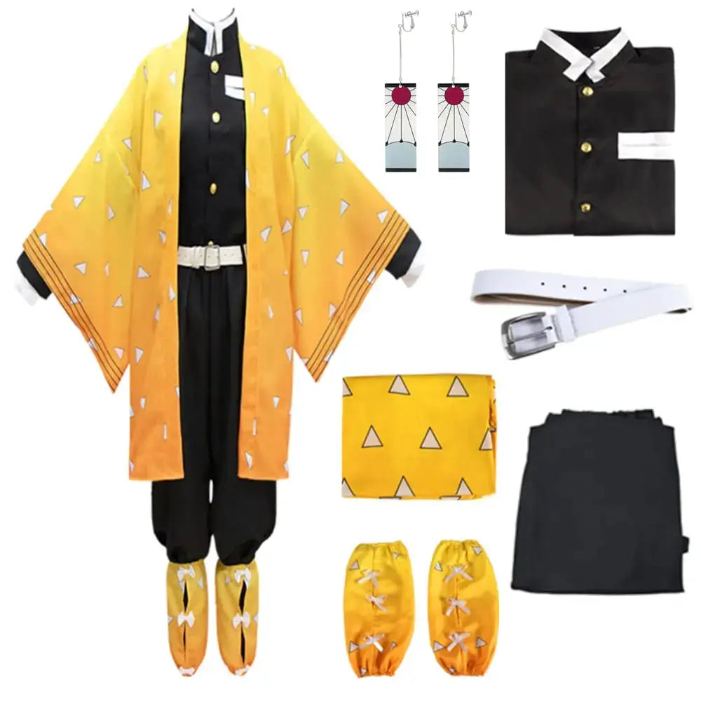 Zenitsu Cosplay Costume: Demon Slayer Kimono Wig Set by Infinite Visibility