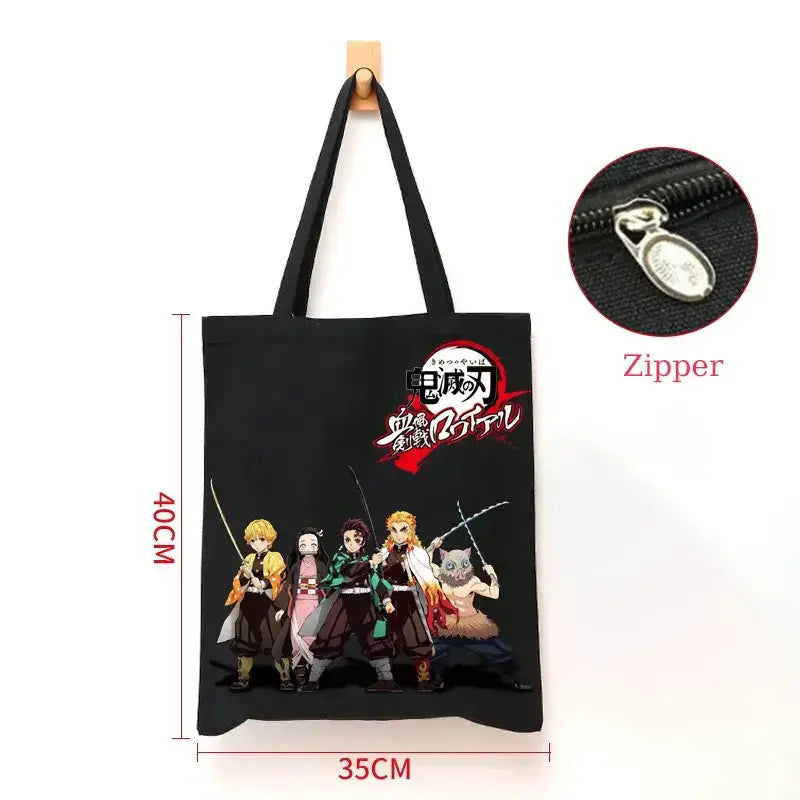 Demon Slayer Canvas Bag: Nezuko & Tanjiro Zipper Tote by Infinite Visibility