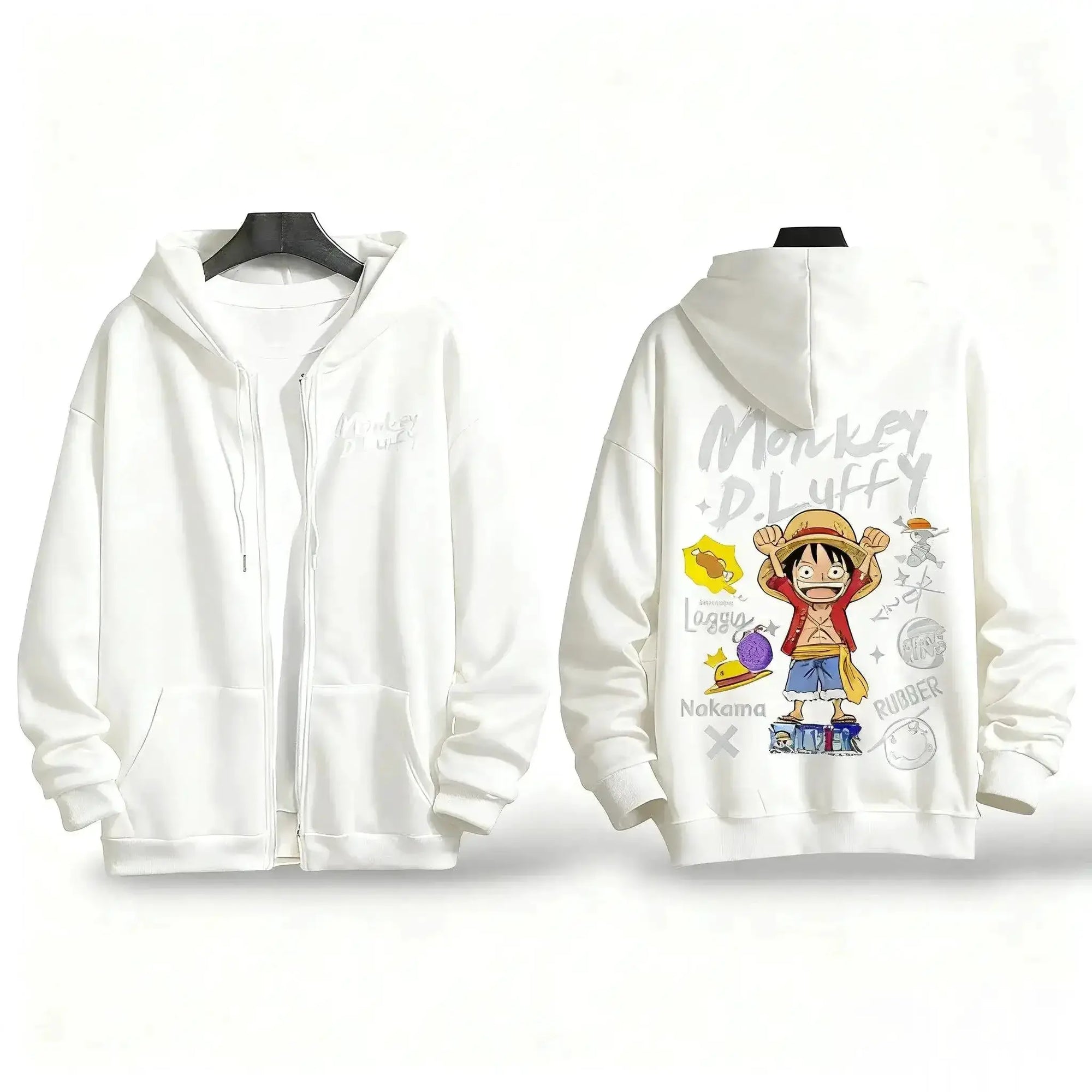 One Piece Luffy Anime Hooded Jacket Graphic Streetwear by Infinite Visibility