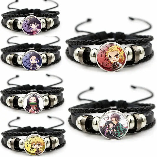 Demon Slayer Bracelet: Tanjiro & Nezuko Leather Charm