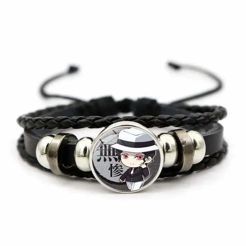 Demon Slayer Bracelet: Tanjiro & Nezuko Leather Charm by Infinite Visibility
