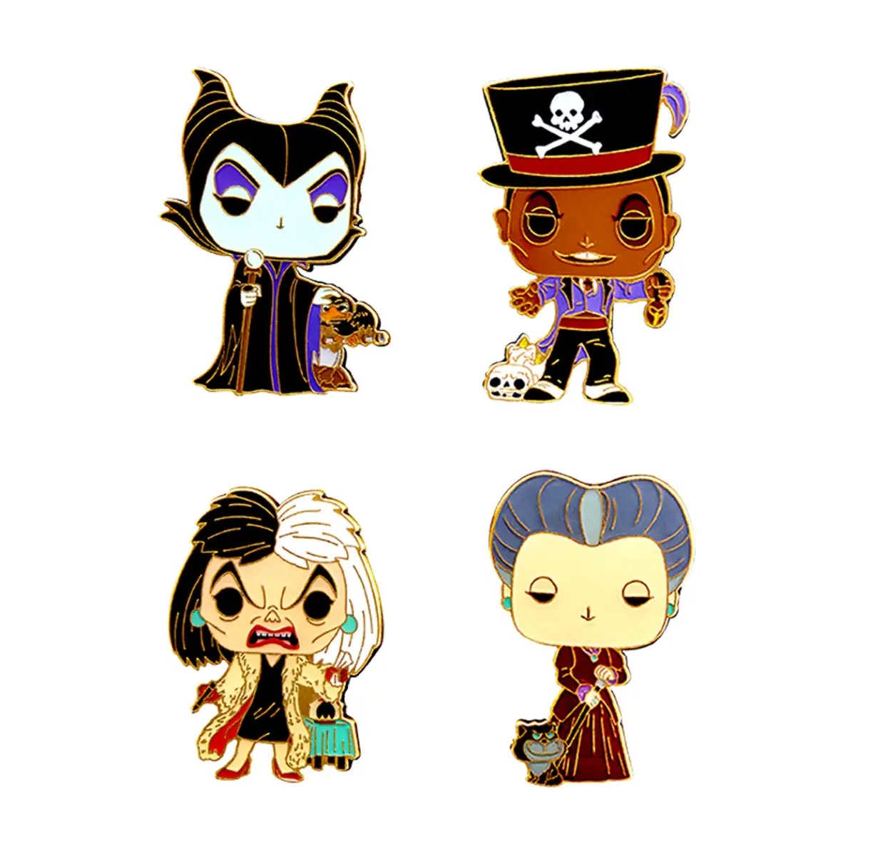 Disney Villains 4-Pack Pin Set by THE MIGHTY HOBBY SHOP