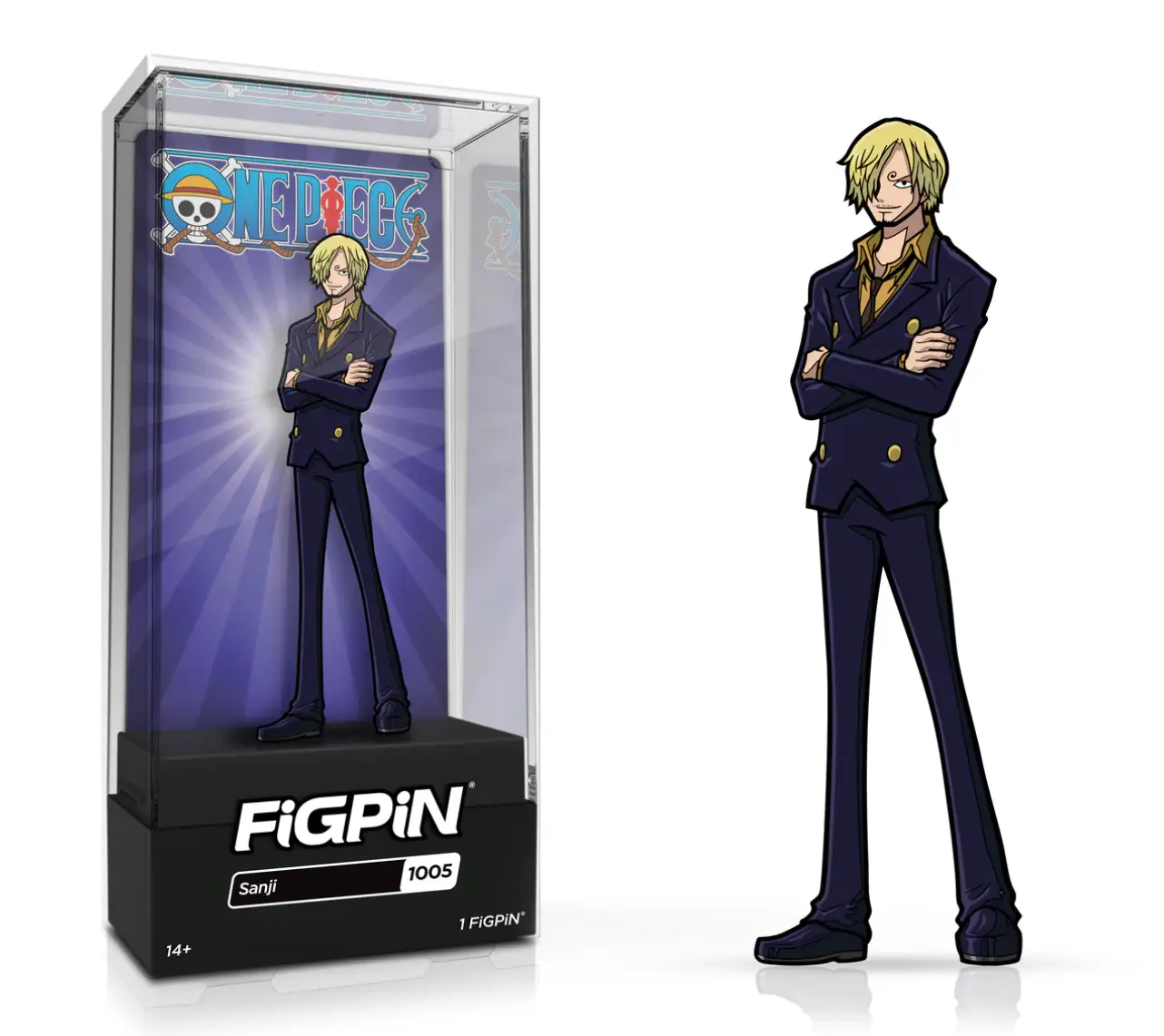 FiGPiN Sanji enamel pin from Chalice Collectibles exclusive line, featuring detailed design and collectible number 1005.